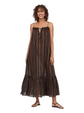 H & M | Striped Brown & Black Maxi Dress